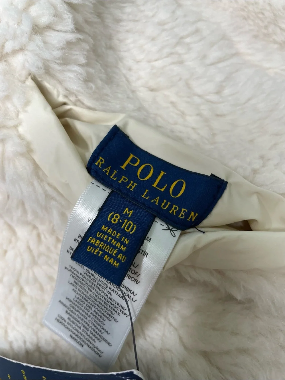 Polo Ralph Lauren Cortina Cream Quilted Puffer Jacket NWT M